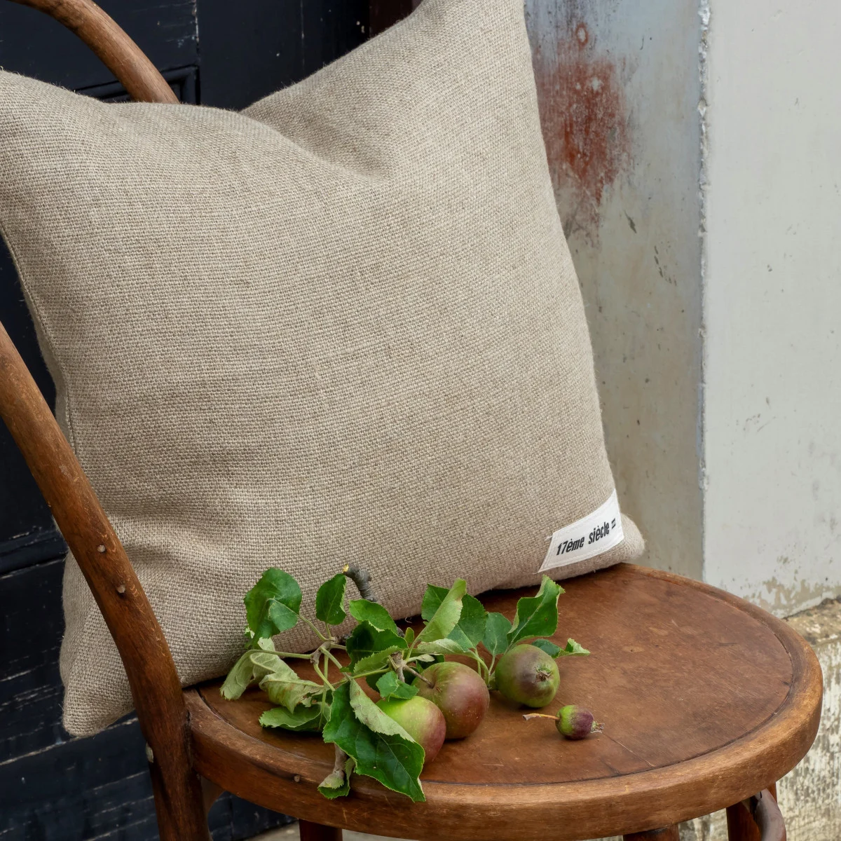 French Consul rustic linen cushion square