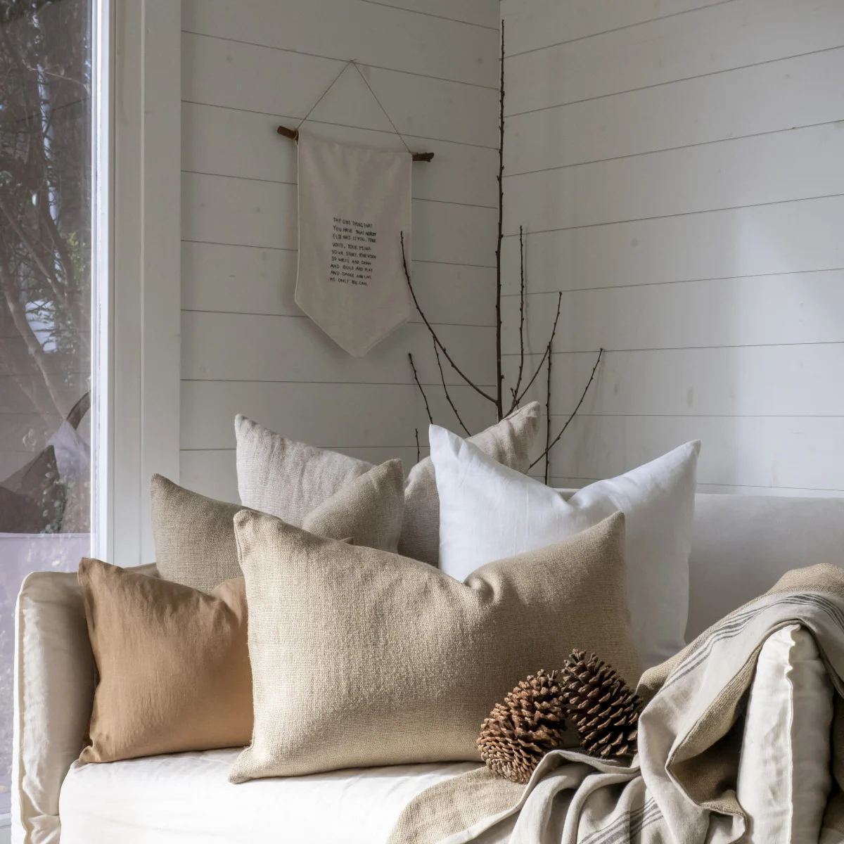 French Consul rustic linen cushion lumbar