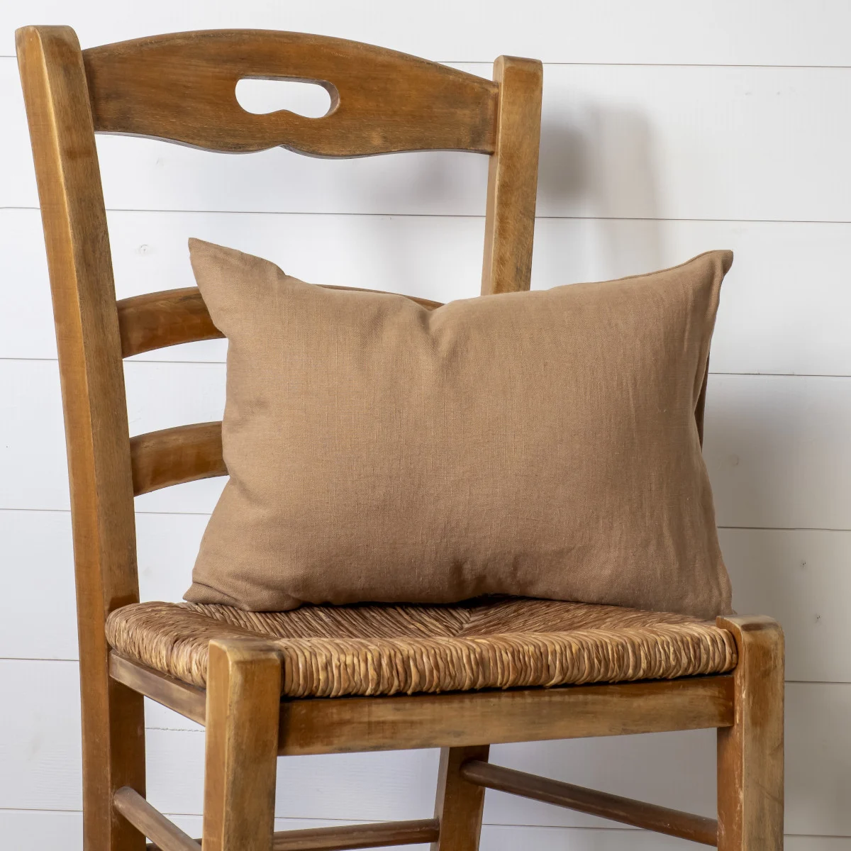 French Consul linen cushion latte neutral lumbar European linen made in Europe