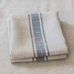French Consul grain sack linen tea towel torchon blue stripe