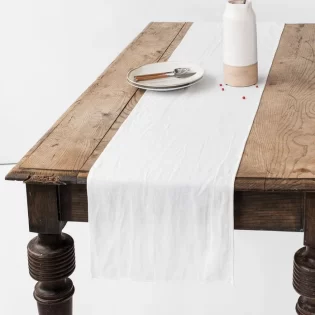 French Consul linen table runner white European linen made in Europe